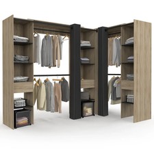 Dressing extensible d'angle MARLON 230 x 140 x 180 cm cm hêtre avec penderies + 