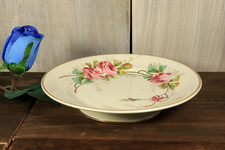 Ancien Présentoir à Gateaux Plat sur Piédouche en Porcelaine Opaque Pexonne FF