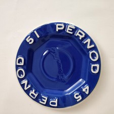 Cendrier publicitaire de bistrot Pernod 45 51 ancien faïence bleu TBE
