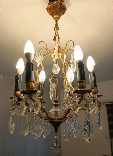 Ancien lustre cage bronze - lustre,
