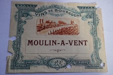 Maquette  étiquette originale VIN BOURGOGNE MOULIN-A-VENT collage peinture