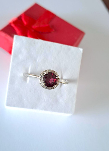 Bague grenat rhodolite argent