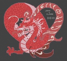 Point de Croix Mariage Échantillonneur Kit Ou Motif - Florashell - Dragon Cœur