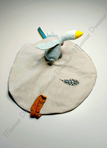 Doudou plat rond oie oiseau - rond, oie/oiseau