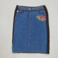 Jupe Jean Mi-Longue Brodé RED Valentino Made in Italy Femme M Bleu Designer