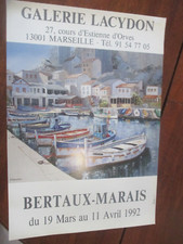 Affiche d'Exposition Bertaux-Marais Galerie Lacydon 1992 63 cm sur 43 cm  223