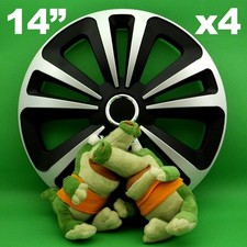 Enjoliveurs 14" Terra ★ 4 pièces ★ ARGENT+NOIR pour RENAULT Kangoo Laguna Scénic