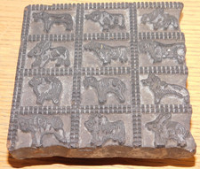vintage ancien TAMPON motifs ANIMAUX à encre EN BOIS animal stamp ECOLES SUISSES