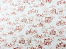 Maison de Poupées Toile Jouy Rouge sur Blanc Miniature Image Imprimé Peint 1:12