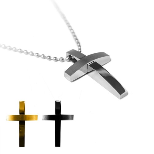Inox pendentif croix argent - inox, or