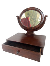Psyché miroir de table XIXem en acajou, coiffeuse, barbier