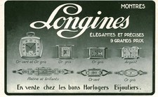 Publicité ancienne montres Longines 1929 issue de magazine