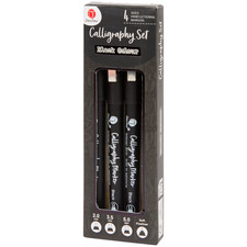 ✅Lot 4 feutres de calligraphie Noir 2.0 mm, 3.5 mm, 5.0 mm et feutre fin souple