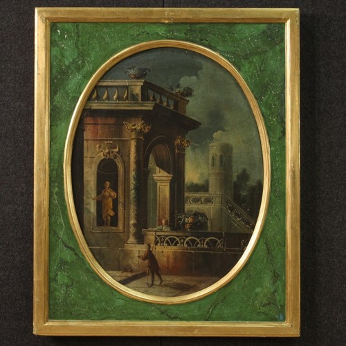 Tableau ancien ovale caprice - tableau,