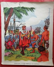 Affiche scolaire vintage Editions Fernand NATHAN Années 50 Christophe COLOMBE