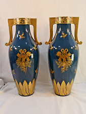 Paire de grands vases en porcelaine de TOURS JAGUET PINON 58,5 cm