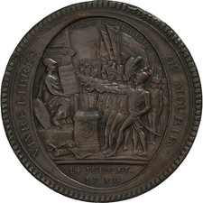 France, Monneron de 5 Sols, 1792 / AN 4, Birmingham, Bronze, TB+