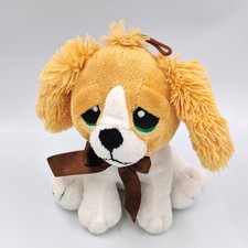 Peluche chien beige blanc