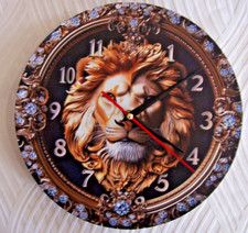 HORLOGE Beau Décor  TETE de LION Décoration Murale Mouvement Quartz