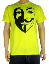 Anonymous Masque Fluo T-Shirt - Guy Fawkes V pour Vendetta D�sob�ir Hacker Ob�ir