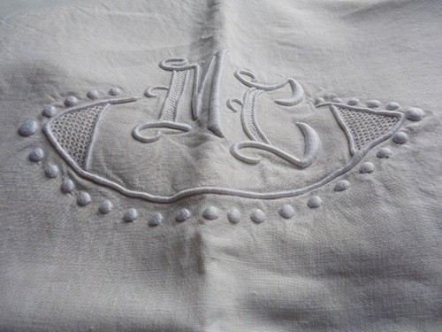 Ancien drap lin creme - ancien,