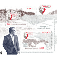 Monaco feuillet FONTVIEILLE Neuf** RAINIER III, PRINCE BÂTISSEUR  2023