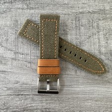 Pour PANERAI Montres 24Mm Bracelet En Toile / Cuir Vert