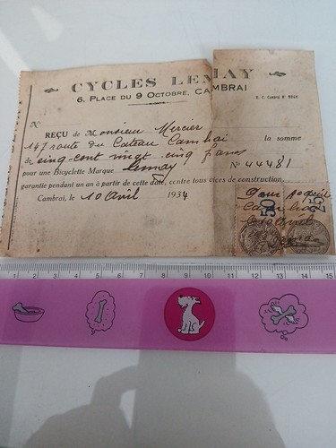 Ancien reçu cycles lemay - ancien,