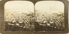 ITALIE Naples Vue à vol d’oiseau Vésuve, Photo Stereo Vintage Argentique PL62L2