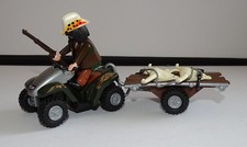 PLAYMOBIL QUAD AVEC REMORQUE BRACONNIER PERSONNAGE ACCESSOIRES SAVANE