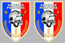 2 X SAPEURS POMPIERS BLASON ECUSSON AUTOCOLLANT STICKER 9cmX6,5cm SA135