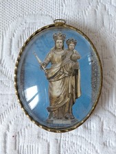 ? Ancien Cadre Médaillon Verre Bombé ? VIERGE à l'ENFANT