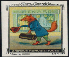 Image chromo-Animaux Humoristiques N°4-Le renard-Pub Chocolat-R.DB.31