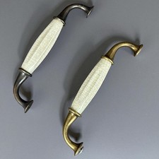 Lot 2 poignées de porte placard cuisine – Poignées meuble arc vintage laiton