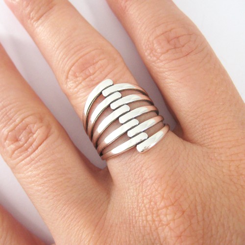 Bague ajourée large argent - bague,