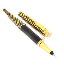 RARE STYLO ROLLER BILLE DE PRESTIGE PARKER 180 EN PLAQUE OR MODELE TORSADE Q43