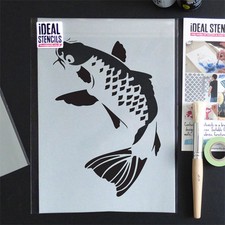 Poisson Carpe Koi Pochoir Décor Peinture Murs Tissu Meubles Idéal Artisanat