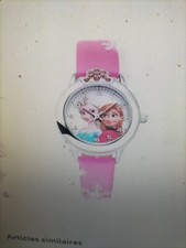 Montre princesse Elsa pour filles, bracelet en cuir, montres-bracelets de dessin