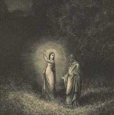 Béatrix et Virgile - Divine comédie Dante Gravure originale Gustave Doré