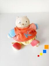 Peluche/Doudou Chat Boule Beige Bleu Jaune Orange Rouge 16cm K Brodé Kaloo 2006