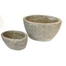 2 POTS VASQUES DE JARDIN OVALES EN BETON