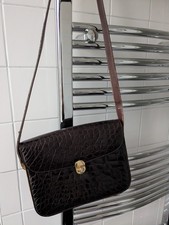 Sac à main en croco véritable marron chocolat