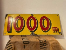 plaque emaillée ancienne garage Panneau 1000m SHELL EAS circa 50