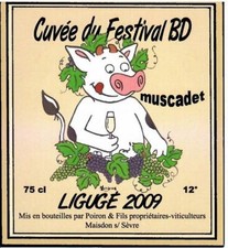 ETIQUETTE DE VIN MUSCADET 2009 POIRON & FILS ILLUSTREE PAR VIRGINIE VERTONGHEN 