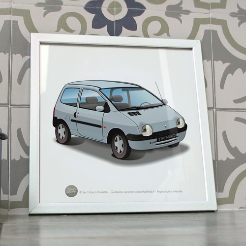 Poster twingo gris bleu déco - twingo,
