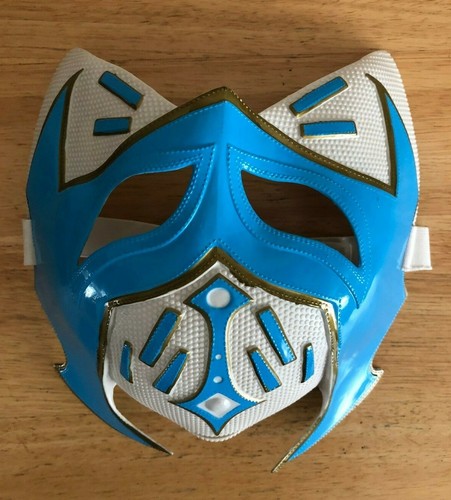 Wrestling mask blue - white, gold