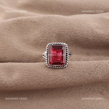 Bague Sœur Solitaire Unique En Argent 925 Avec Pierre Précieuse Rubellite Rose