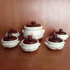 Service À Soupe Gratinée Soupière, Bols Avec Couvercle En Céramique, Décor Fleur