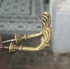 Vintage PAIR French Antique Brass Drapery Curtain Holdback Towel Hooks Gold 1½”