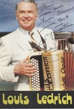 ACCORDEON Louis LEDRICH PHOTOGRAPHIE sur CARTE FRATELLI 15*10  avec AUTOGRAPHE